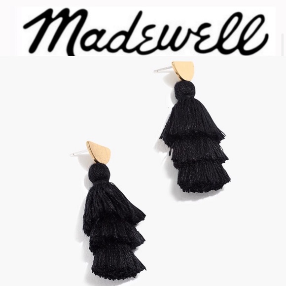 Madewell Jewelry - Madewell Black Tiered Tassel Earrings